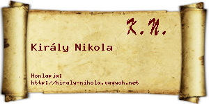 Király Nikola névjegykártya